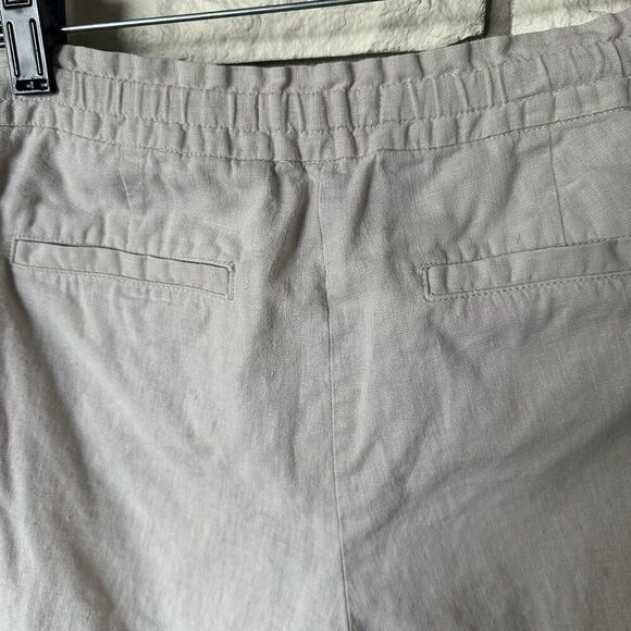 Women’s Shorts Sz Medium Tan Linen Blend Stretch Waist 4 Inseam Cuffed Summer - Picture 7 of 7